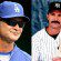 Dodgers manager Don Mattingly with and without a moustache.