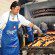 Andre Ethier grilling hot dogs.