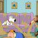 Chad Gaudin composite with Family Guy members throwing up in living room.