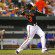 Manny Machado watches the flight of the ball after getting a hit.
