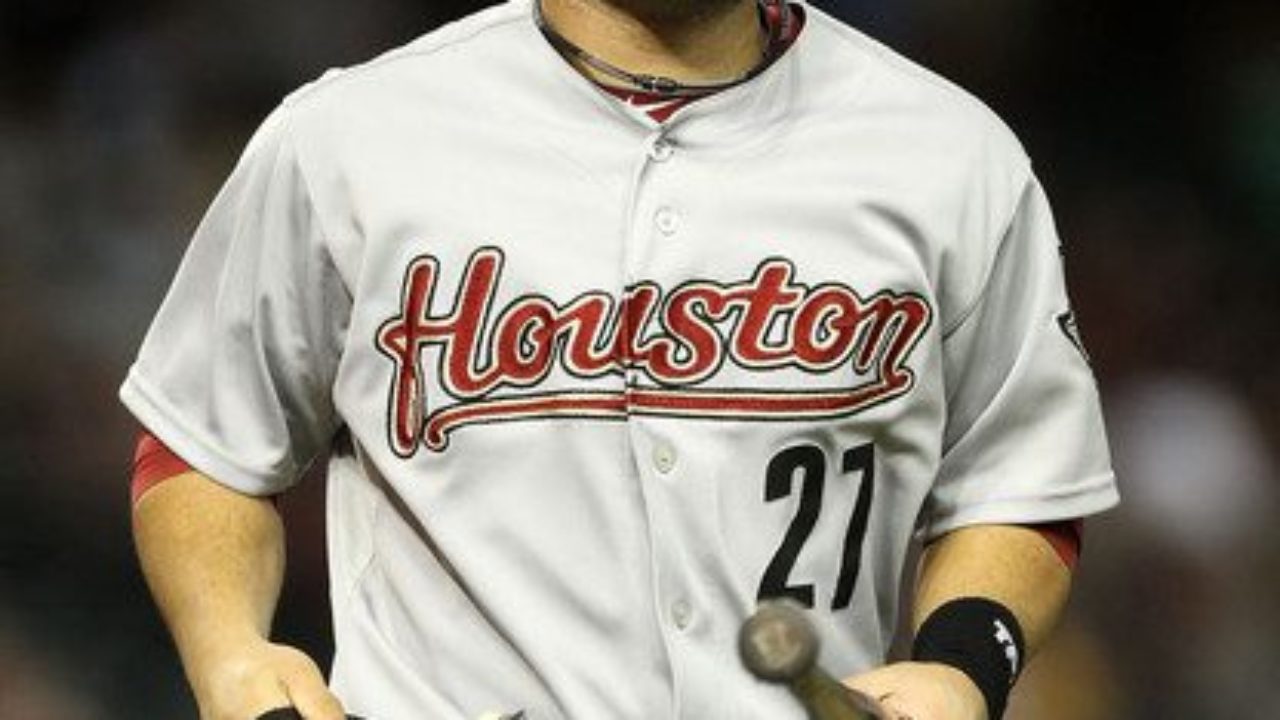 Former Houston Astro Jose Cruz and J.D. Martinez of the Houston News  Photo - Getty Images