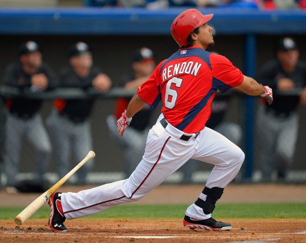 Anthony Rendon follows through on his home run swing for the Washington Nationals.