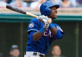 Jurickson Profar, the heir apparent to Elvis Andrus, takes a swing.