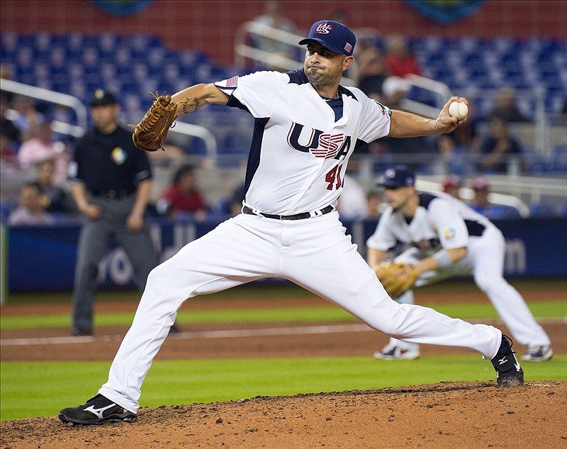 Gio Gonzalez throws a pitch for Team USA in the World Baseball Classic.