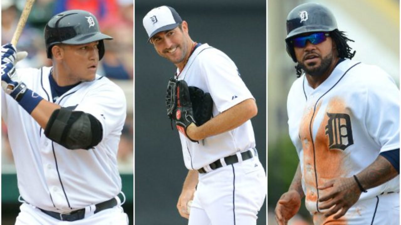 Detroit Tigers outfielders Andy Dirks, left, Austin Jackson