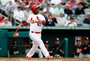 Top St. Louis Cardinals prospect Oscar Taveras gets a hit in spring training.