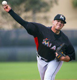 Miami Marlins top prospect Jose Fernandez pitches in spring training.