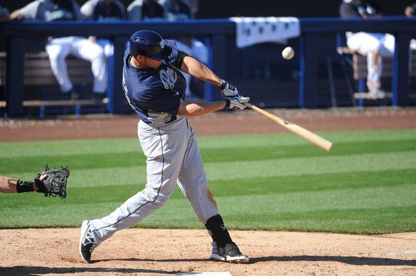 Kyle Blanks connects against the Mariners during Friday's spring training game.