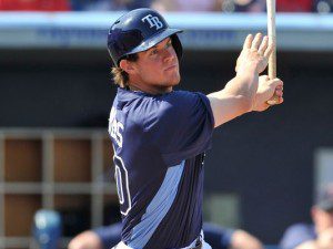 Wil Myers takes a cut during spring training for the Tampa Bay Rays.