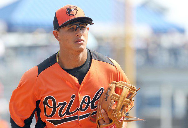 Baltimore Orioles young star Manny Machado during infield practice.