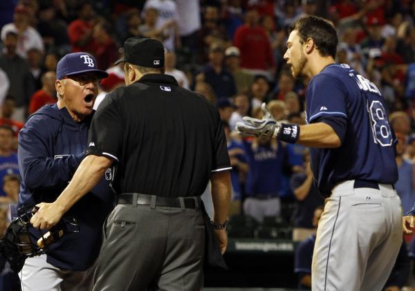 Joe Madden argues with an umpire after one of the worst strike-three calls in Major League Baseball history.