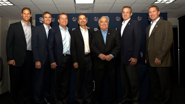 San Diego Padres executive team poses for a picture.