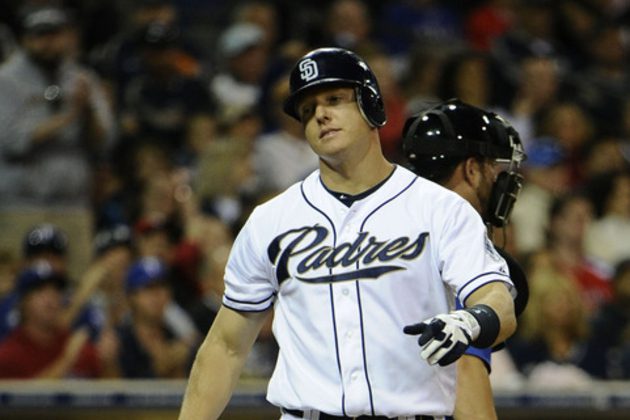 Nick Hundley walks away from the plate after striking out.