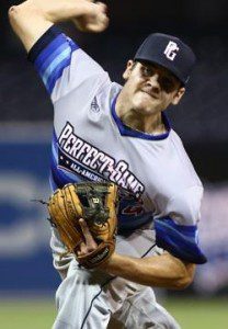 2013 MLB draft prospect Brett Morales throws a pitch.