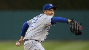 Bruce Chen, pitching, could be a target for the Texas Rangers at the trade deadline.