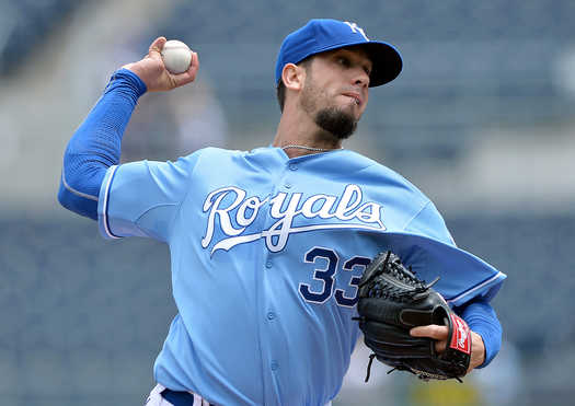 James Shields throws a pitch.