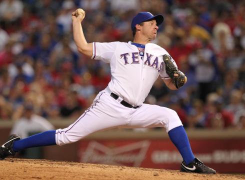 Roy Oswalt throws a pitch for the Texas Rangers.