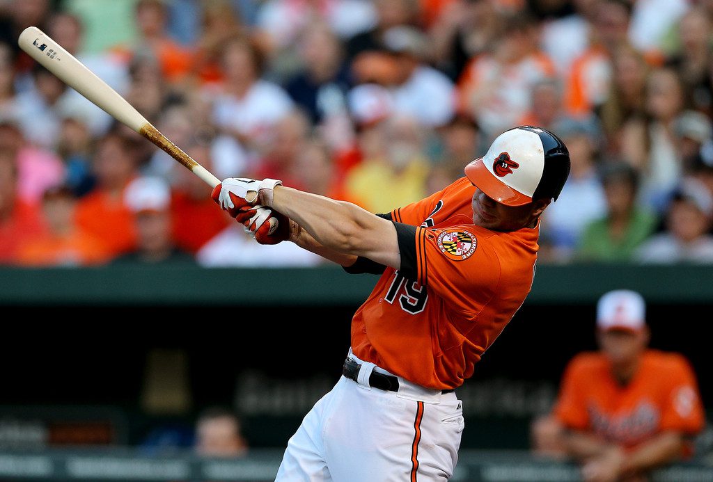Chris Davis connects for a hit.