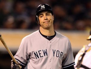 Mark Teixeira makes a face after striking out.