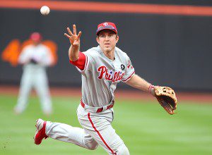 Chase Utley flips the ball to second.