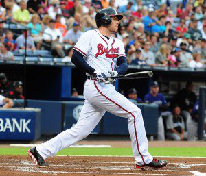 Freddie Freeman connects for a hit.