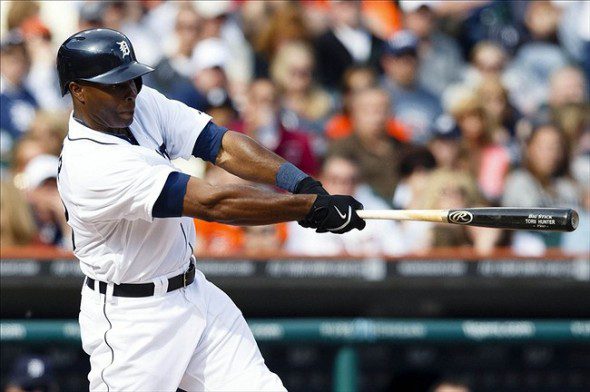 Torii Hunter connects.