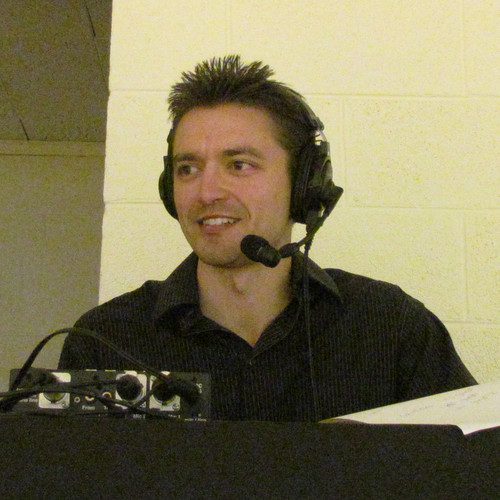 Erik Wilson in the broadcast booth.