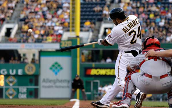 Pittsburgh Pirates Pedro Alvarez gets a hit.