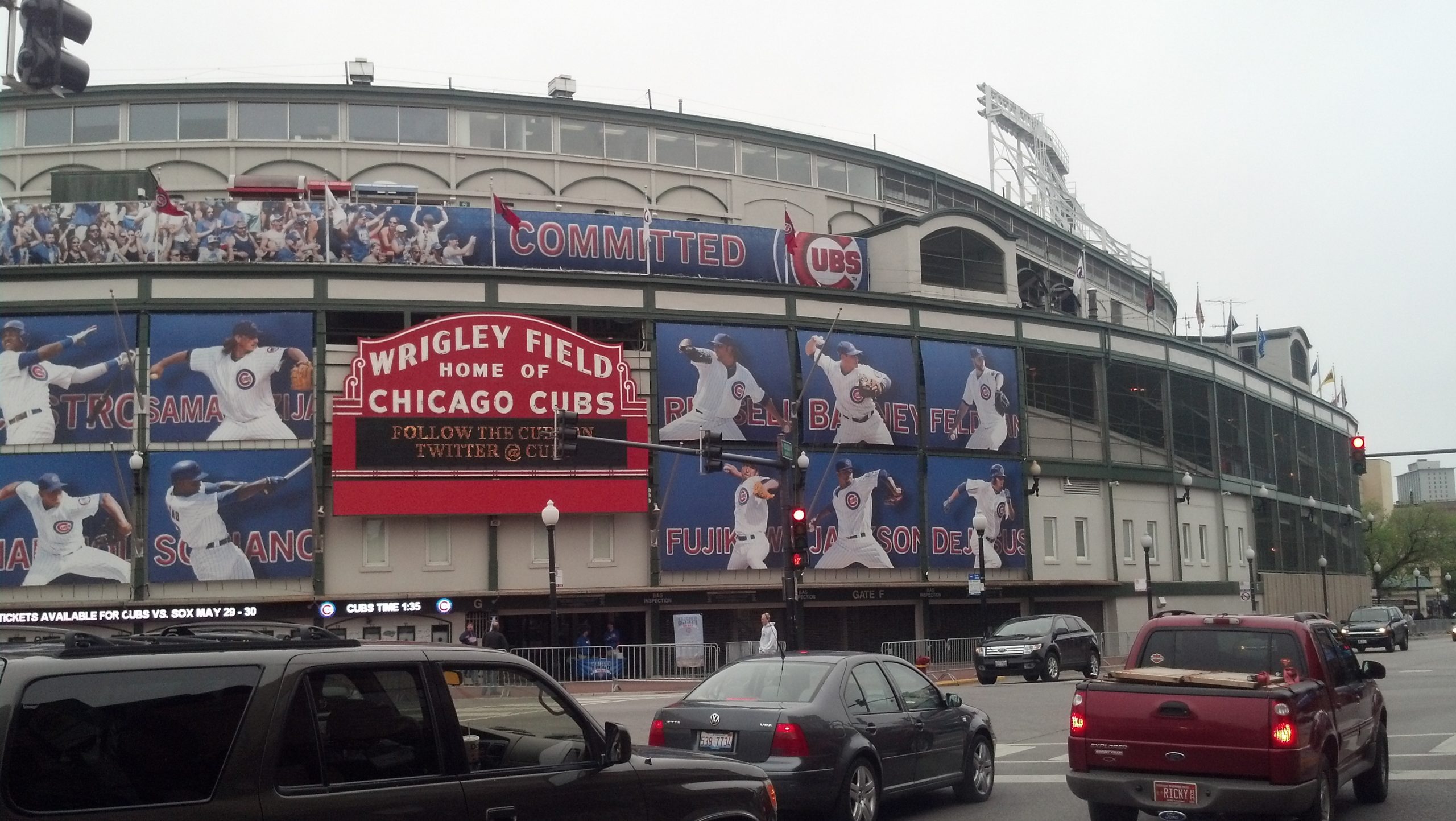 Chicago Cubs signage and lack thereof at Wrigley Field.