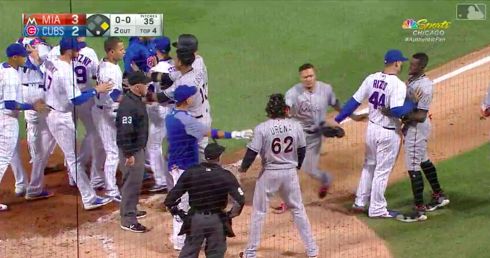 Bench-clearing MLB incident de-escalates into brief tickle fight